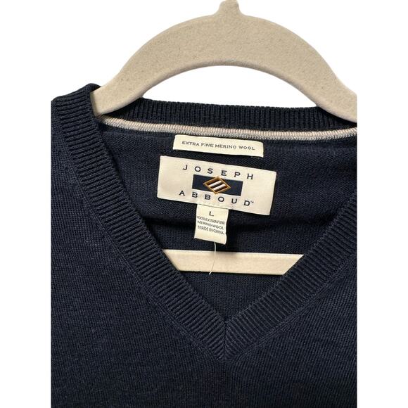 Joseph Abboud Extra Fine Merino Wool V Neck Long Sleeve Navy Sweater Men's L - Picture 5 of 7